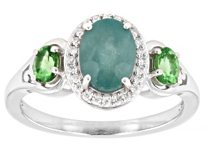 Green Grandidierite Rhodium Over Sterling Silver Ring 1.72ctw