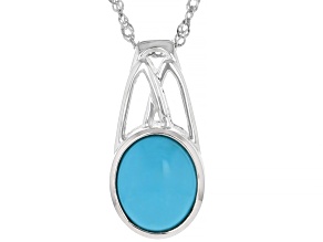 Blue Sleeping Beauty Turquoise Sterling Silver Pendant With Chain