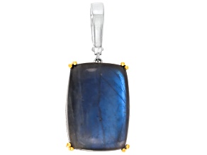 Blue Sheen Labradorite Rhodium ad 18K Yellow Gold Over Sterling Silver Enhancer Pendant