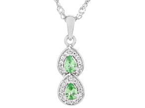 Mint Tsavorite Rhodium Over Sterling Silver Pendant with Chain 0.45ctw