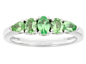 Mint Tsavorite Rhodium Over Sterling Silver Ring 0.74ctw