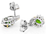 Chrome Diopside with Moissanite Rhodium and 18K Yellow Gold over Silver Stud Earrings 1.64ctw