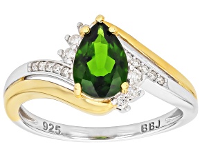Chrome Diopside with Moissanite Rhodium and 18K Yellow Gold over Sterling Silver Ring 1.36ctw