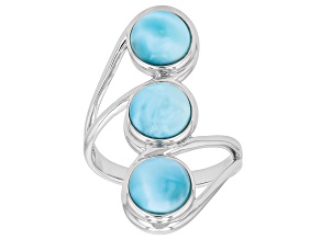 Blue Larimar Rhodium Over Sterling Silver Ring