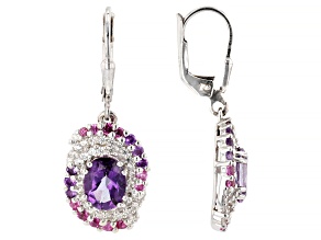 Purple Midnight Orchid Topaz Rhodium Over Sterling Silver Earrings 4.15ctw