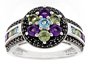 Swiss Blue Topaz Rhodium Over Silver Ring 1.64ctw