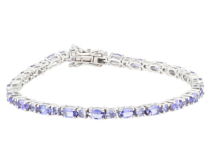 Blue Tanzanite Rhodium Over Sterling Silver Tennis Bracelet 6.30ctw