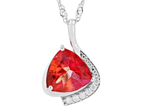 Sunburst Topaz with White Moissanite Rhodium Over Silver Pendant with Chain 4.22ctw