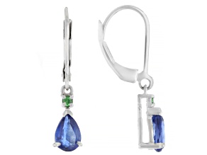 Blue Kyanite Rhodium Over Sterling Silver Dangle Earrings 1.59ctw