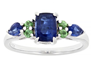 Blue Kyanite Rhodium Over Sterling Silver Ring 1.70ctw