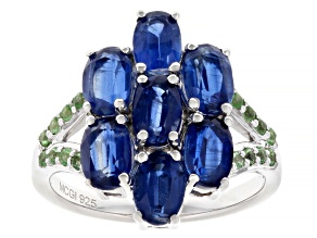 Blue Kyanite Rhodium Over Sterling Silver Ring 3.79ctw