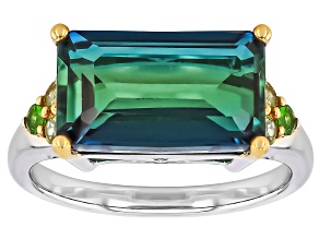 Multi Color Pacific Coast Quartz Doublet Rhodium & 18K Yellow Gold Over Sterling Silver Ring 4.99ctw