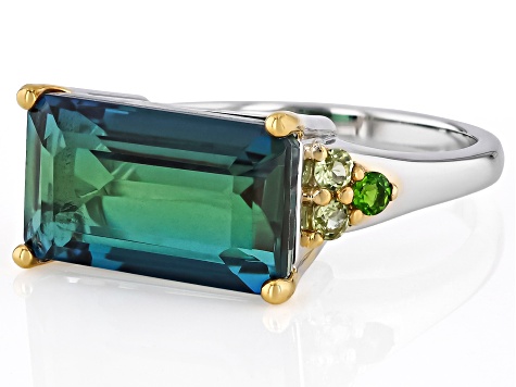Multi Color Pacific Coast Quartz Doublet Rhodium & 18K Yellow Gold