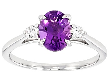 Picture of Purple Amethyst Rhodium Over Sterling Silver 3-Stone Ring 0.95ctw