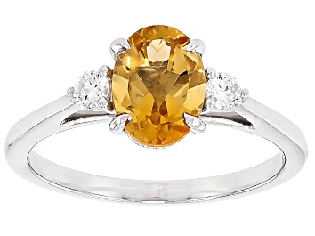 Picture of Yellow Citrine Rhodium Over Sterling Silver 3-Stone Ring 1.14ctw