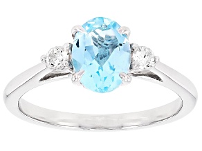Sky Blue Topaz Rhodium Over Sterling Silver 3-Stone Ring 1.41ctw