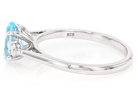 Sky Blue Topaz Rhodium Over Sterling Silver 3-Stone Ring