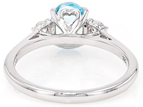 Sky Blue Topaz Rhodium Over Sterling Silver 3-Stone Ring