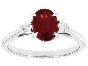 Red Garnet Rhodium Over Sterling Silver 3-Stone Ring 1.36ctw