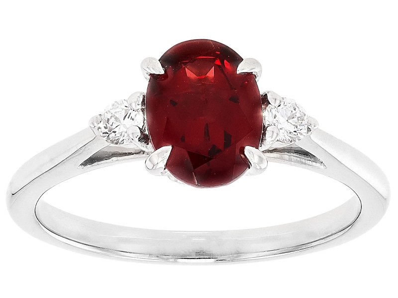 Red Garnet Rhodium Over Sterling Silver 3-Stone Ring 1.36ctw
