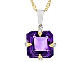 Purple African Amethyst Rhodium and 18k Yellow Gold Over Sterling Silver Pendant with Chain 5.62ctw