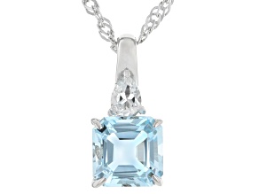 Sky Blue Topaz Rhodium Over Sterling Silver Pendant with Chain 1.96ctw