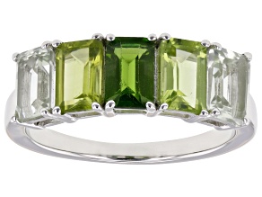 Green Chrome Diopside Rhodium Over Sterling Silver Ring 2.53ctw
