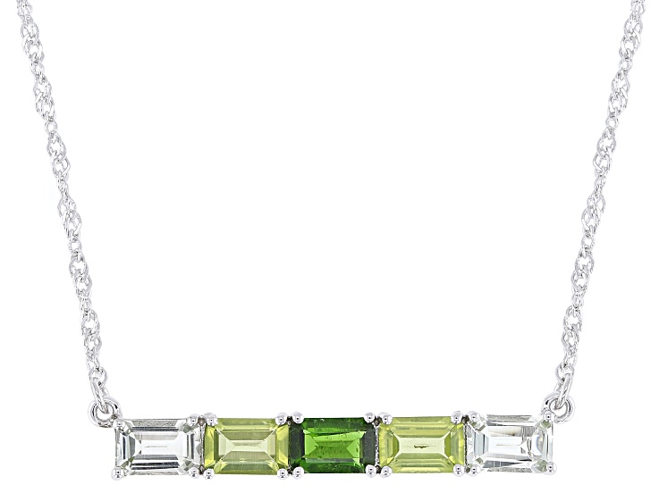 Green Chrome Diopside Rhodium Over Sterling Silver Necklace 2.53ctw