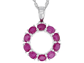 Red John Saul Ruby Rhodium Over Sterling Silver Pendant with Chain 2.16ctw