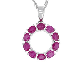 Picture of Red John Saul Ruby Rhodium Over Sterling Silver Pendant with Chain 2.16ctw