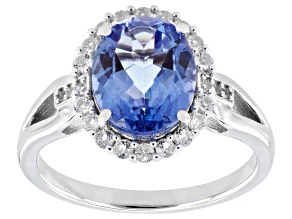 Butterfly Blue Topaz with White Topaz Rhodium over Sterling silver Ring 3.20ctw