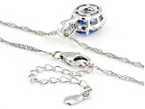 Butterfly Blue Topaz with White Topaz Rhodium Over Sterling Silver Pendant with Chain 3.19ctw