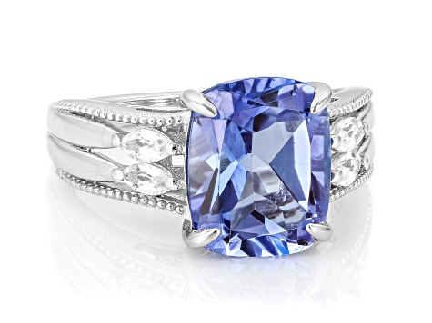 Butterfly Blue Topaz with White Topaz Rhodium Over Sterling Silver