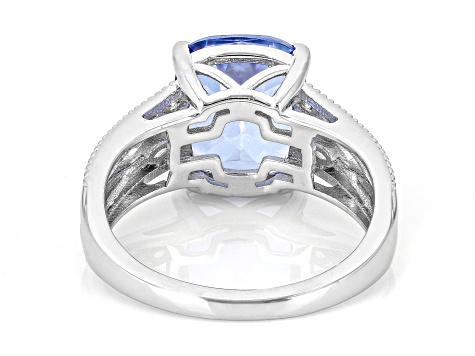 スーパーウェーブJ Butterfly Blue Topaz with White Topaz Rhodium Over Sterling Silver