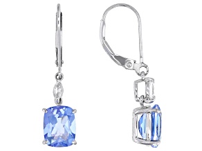 Butterfly Blue Topaz with White Topaz Rhodium Over Sterling Silver Earrings 4.87ctw