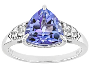 Butterfly Blue Topaz with White Topaz Rhodium over Sterling silver Ring 2.86ctw