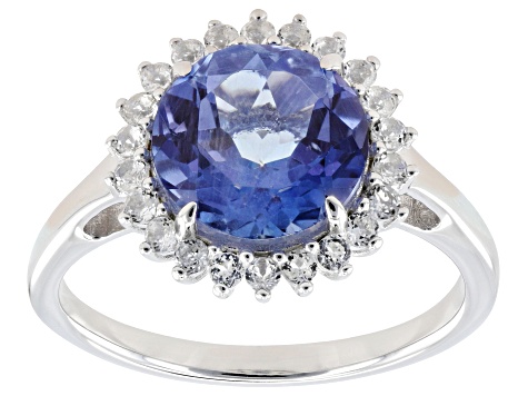 Butterfly Blue Topaz with White Topaz Rhodium Over Sterling Silver Ring 3.34ctw