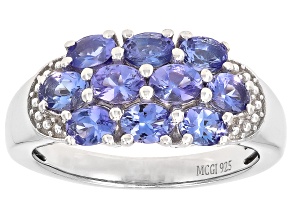 Blue Tanzanite Platinum Over Sterling Silver Ring 1.44ctw