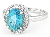Blue Paraiba Color Topaz Rhodium Over Sterling Silver Ring 3.07ctw ...