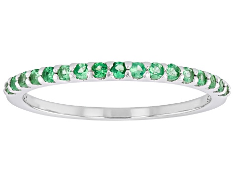 Mint Tsavorite Rhodium Over Sterling Silver Ring 0.26ctw