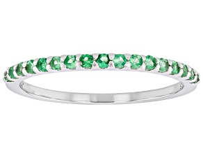 Mint Tsavorite Rhodium Over Sterling Silver Ring 0.26ctw