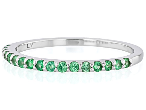 Mint Tsavorite Rhodium Over Sterling Silver Ring 0.26ctw