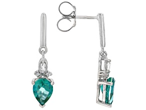 Blue Paraiba Color Topaz Rhodium Over Sterling Silver Earrings 2.24ctw