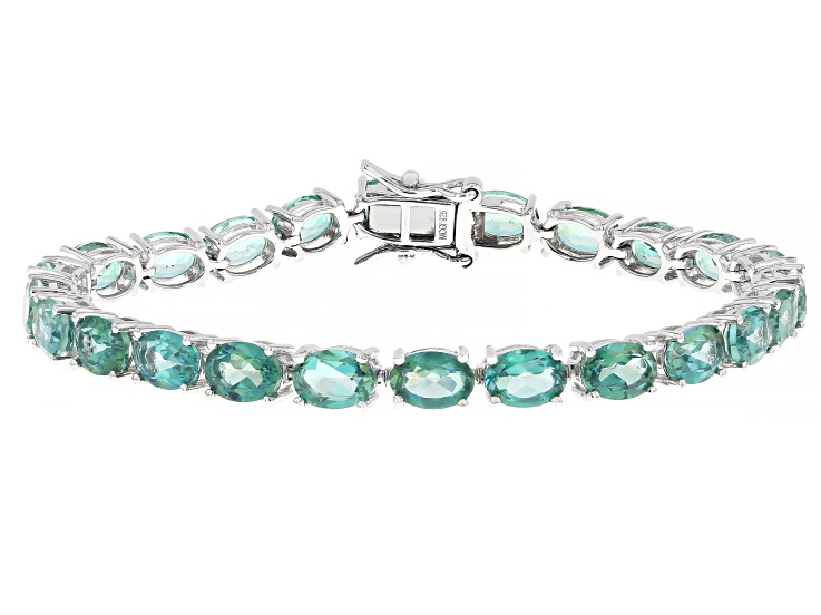 Blue Paraiba Color Topaz Rhodium Over Sterling Silver Bracelet