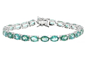 Blue Paraiba Color Topaz Rhodium Over Sterling Silver Bracelet 21.50ctw