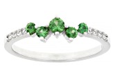 Mint Tsavorite with White Zircon Rhodium Over Sterling Silver Ring 0.38ctw