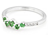Mint Tsavorite with White Zircon Rhodium Over Sterling Silver Ring 0.38ctw