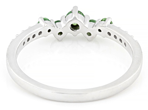 Mint Tsavorite with White Zircon Rhodium Over Sterling Silver Ring 0.38ctw