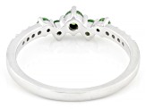 Mint Tsavorite with White Zircon Rhodium Over Sterling Silver Ring 0.38ctw