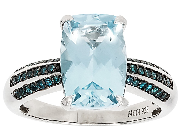 Sky Blue Topaz Rhodium Over Sterling Silver Ring 4.19ctw